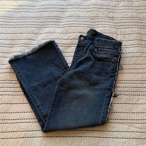 Liverpool Dark Blue Ankle Jeans with Frayed Hem
